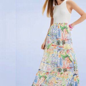 Desigual Long Combination Tulle Dress - Size Extra Large